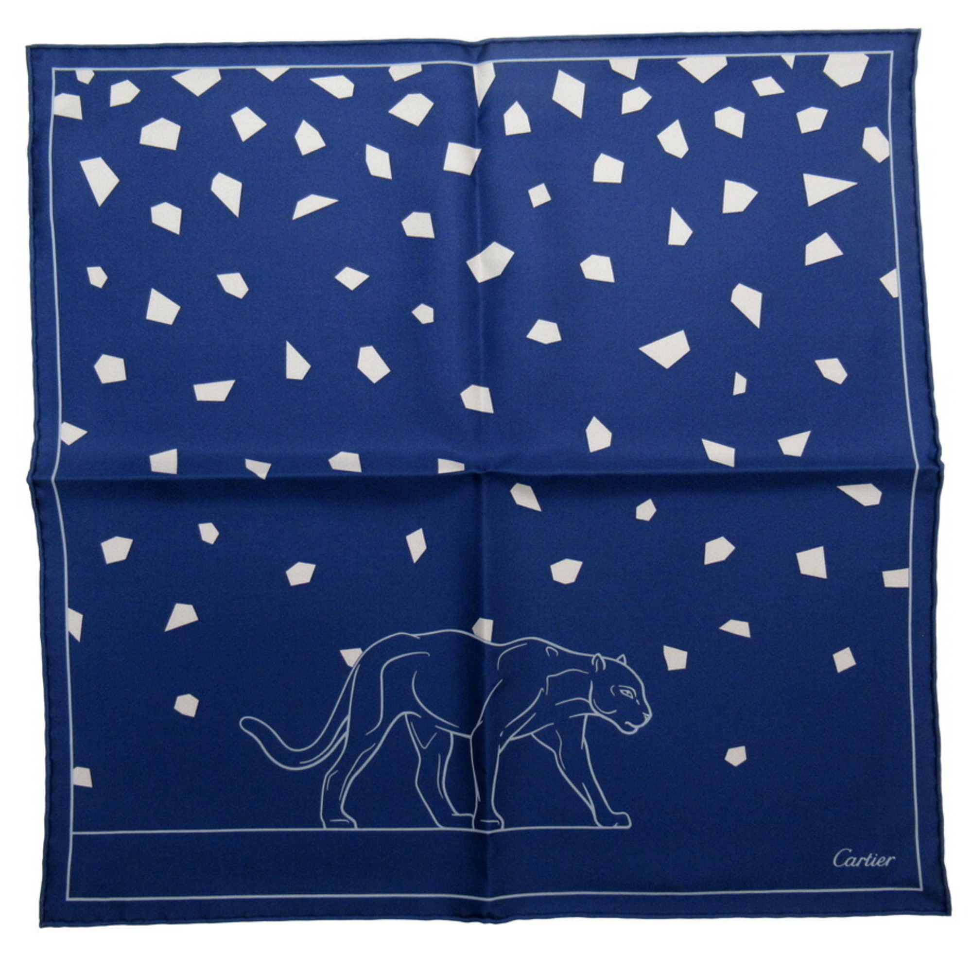Cartier Scarf Panthere Navy Gray Silk
